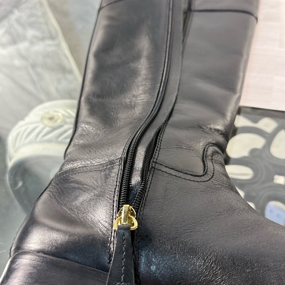 Tory Burch Black and Gold Ridding Boots - Picture 8 of 9